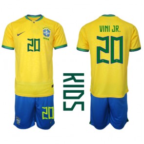 Brazil Vinicius Junior #20 Domaci Dres za Dječji SP 2022 Kratak Rukavima (+ kratke hlače)